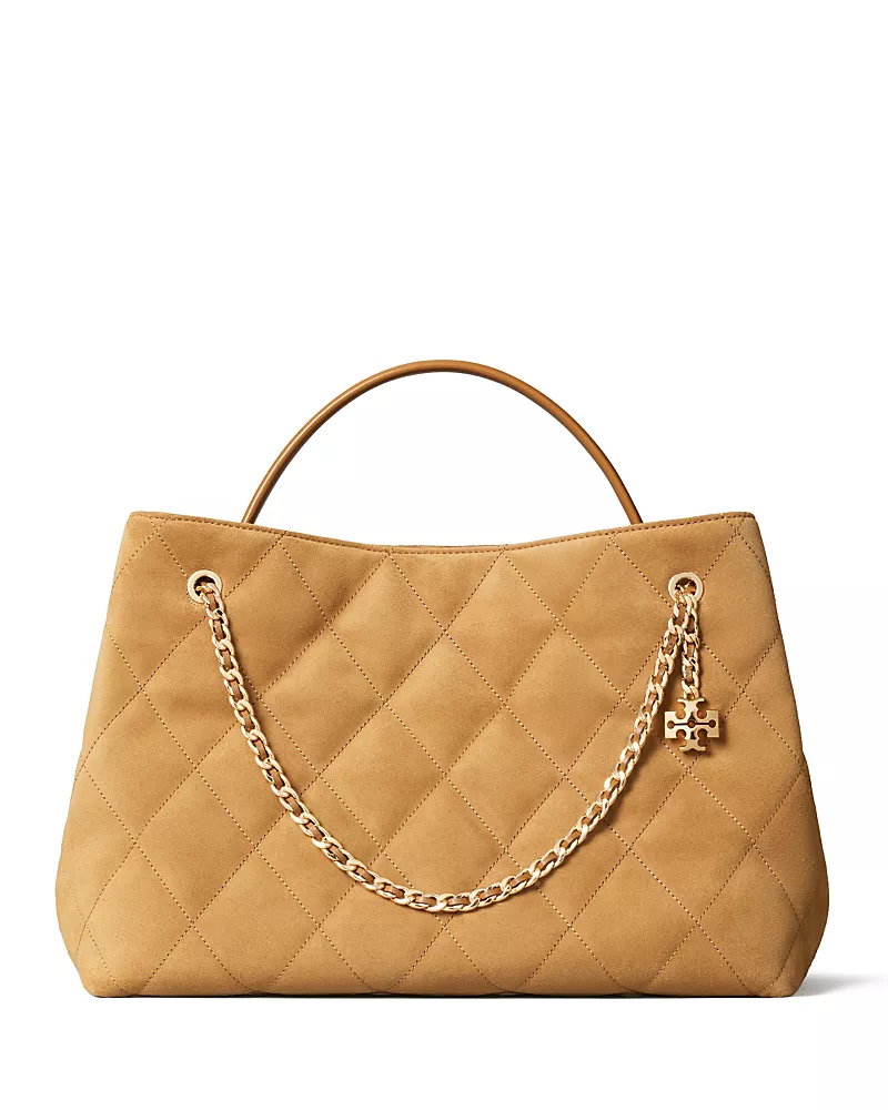 Tory Burch Fleming Small Quilted Suede Carryall