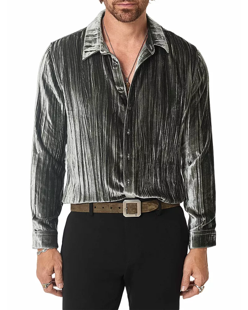John Varvatos Batik Velvet Point Collar Shirt