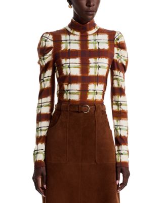 Chira Mock Neck Puffed Shoulder Top