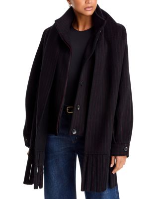 Double Face Fringe Scarf Blouson Coat - Exclusive