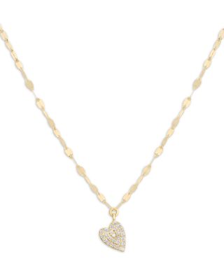 14K Yellow Gold Diamond Heart Mini Pendant Necklace, 0.07 tcw
