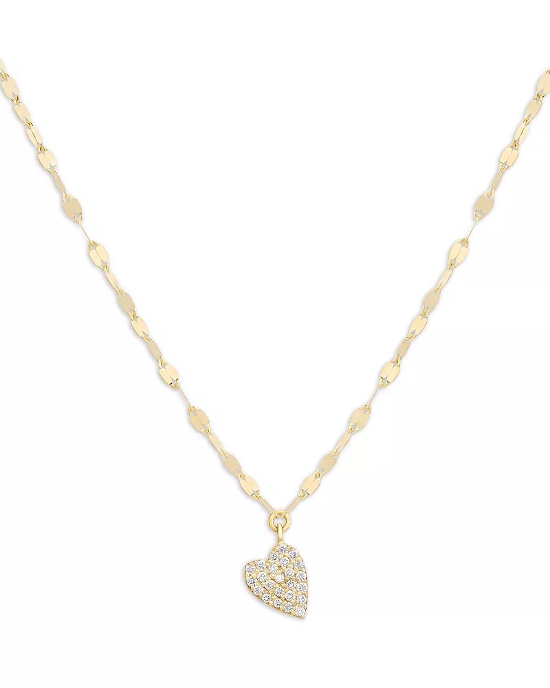 Lana 14K Yellow Gold Diamond Heart Mini Pendant Necklace, 0.07 tcw