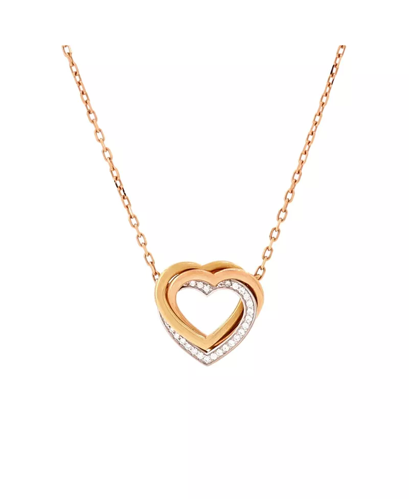 Pre-Owned Cartier Trinity de Cartier Heart Pendant Necklace 18K Tricolor Gold with Diamonds, 16