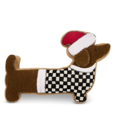 Holiday Dachshund Shape Decorative Pillow, 11.6" x 17"