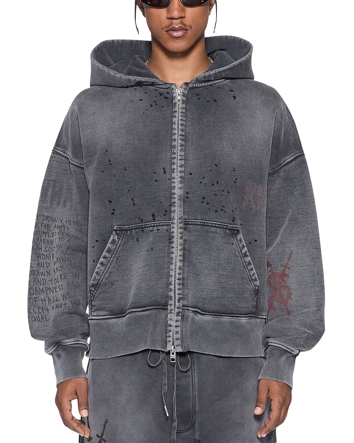 Ksubi Skool Halen Cotton Zip Graphic Hoodie