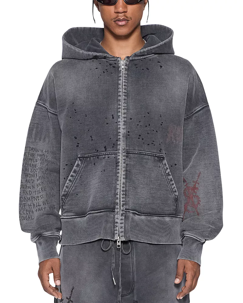 Ksubi Skool Halen Cotton Zip Graphic Hoodie