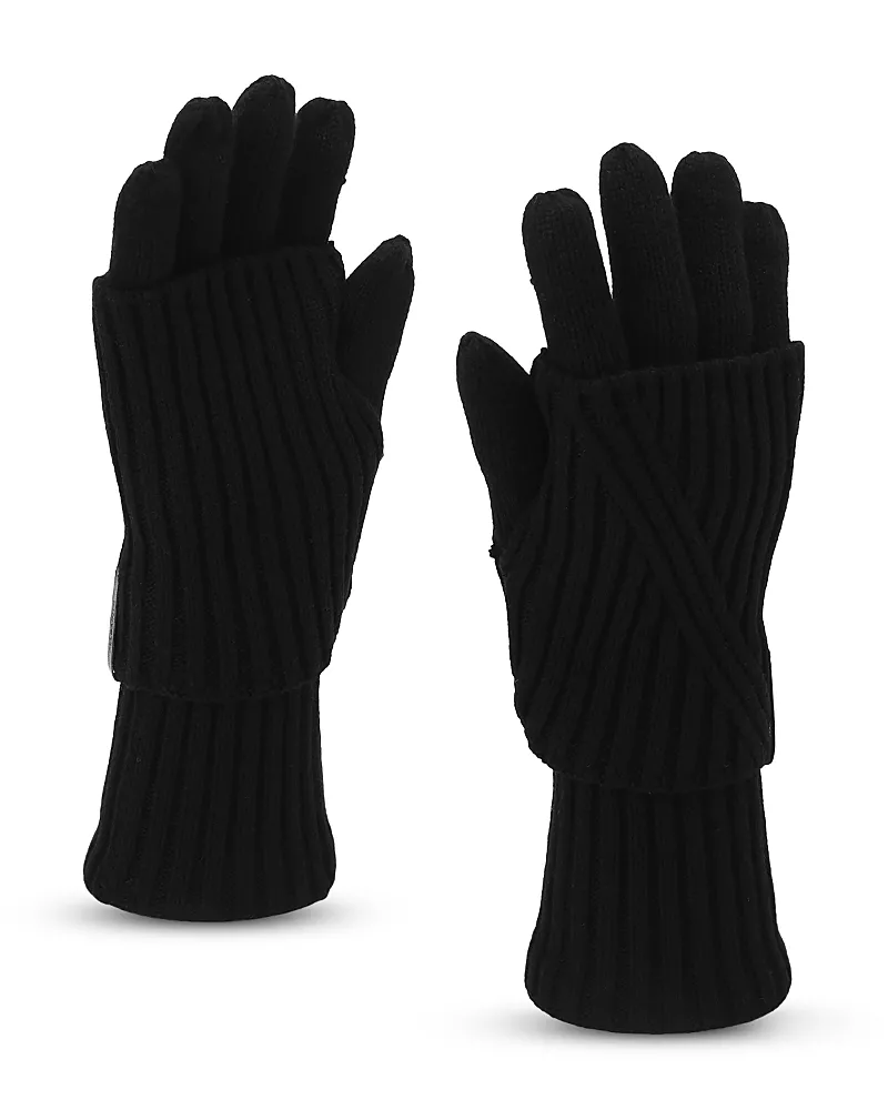Allsaints Margo Wool Blend Ribbed Gloves