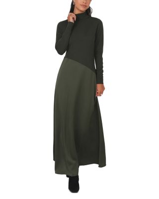 Mixed Media Turtleneck Maxi Dress