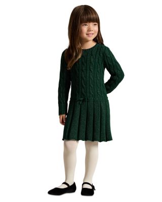 Girls' Metallic Cable Knit Cotton Blend Sweater Dress - Little Kid