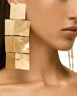 Evelis Hammered Square Clip On Statement Earrings