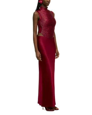 Taraji Sleeveless Beaded Layer Top & Chantel Silk Stretch Skirt