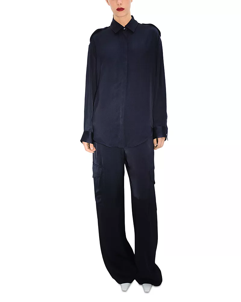 Agolde Shara Satin Wide Leg Cargo Pants