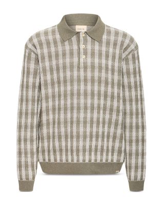 Ermine Cotton Blend Knit Check Polo Shirt