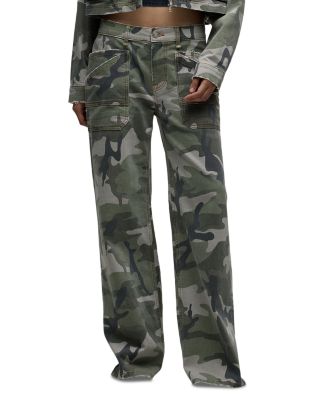 Rylee Low Slung Loose Jeans in Camo Y2k