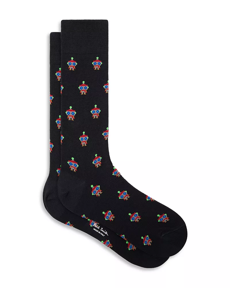 Paul Smith Robot Cotton Blend Socks