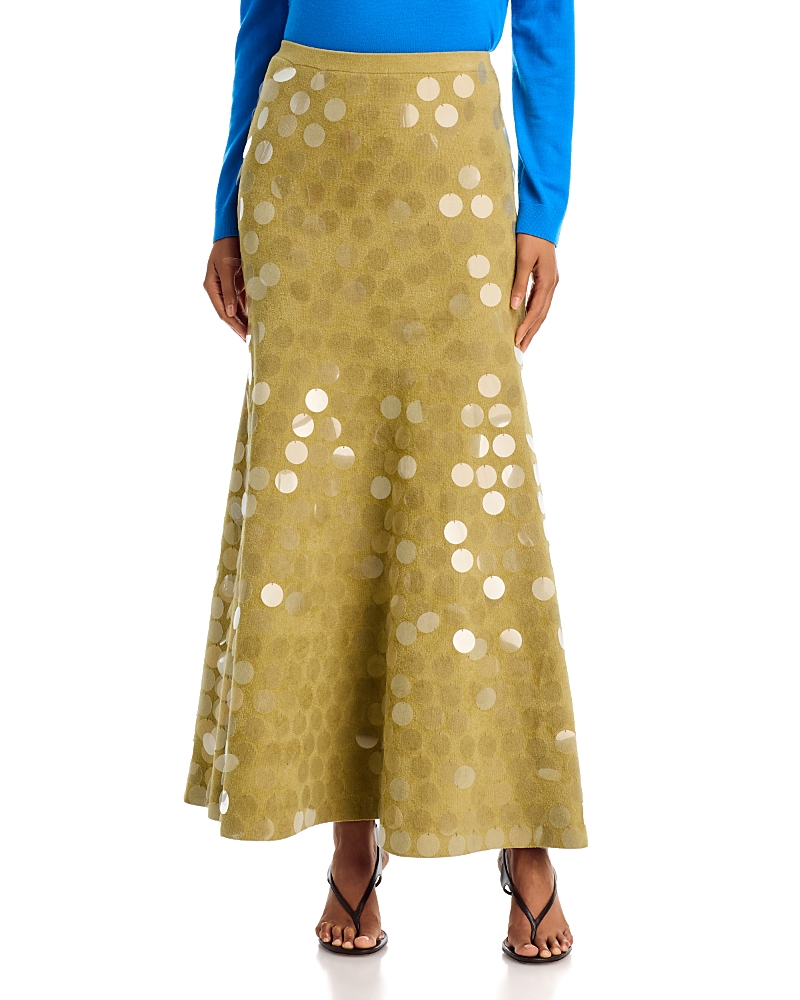 Zankov Zander Paillette Knit Maxi Skirt In Gold