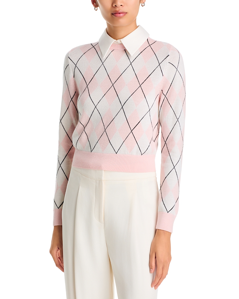 Alice + Olivia Alice And Olivia Carolann Wool Blend Collared Sweater In Multi