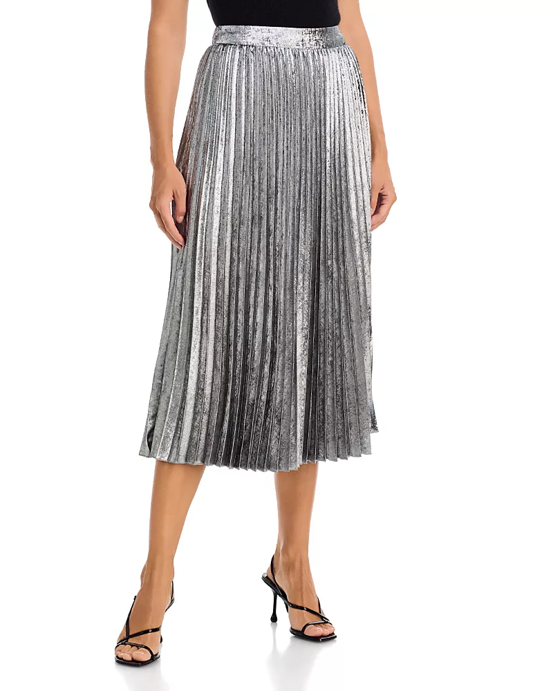 T Tahari Pull On Pleated Midi Skirt