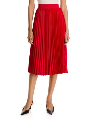 Pull On Pleated Midi Skirt 