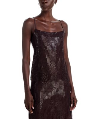 Ariana Lace Trim Sequined Top