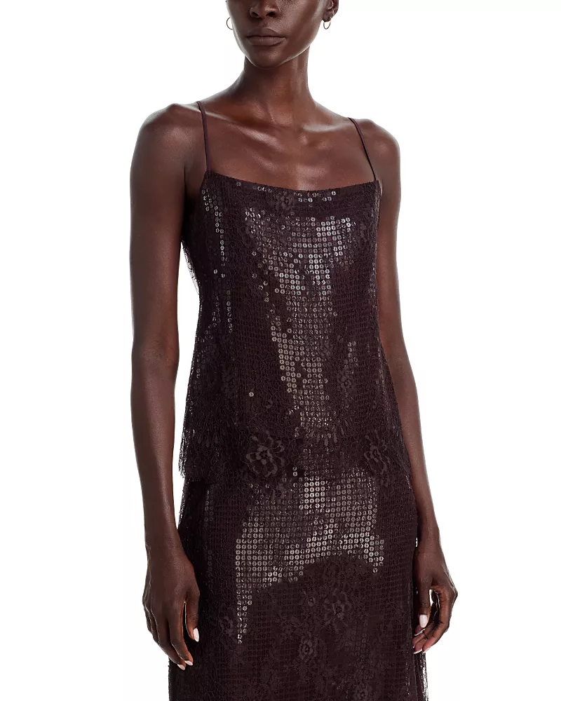 A. l.c. Ariana Lace Trim Sequined Top