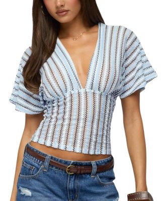 Alwyn Flutter Crochet Zigzag Top
