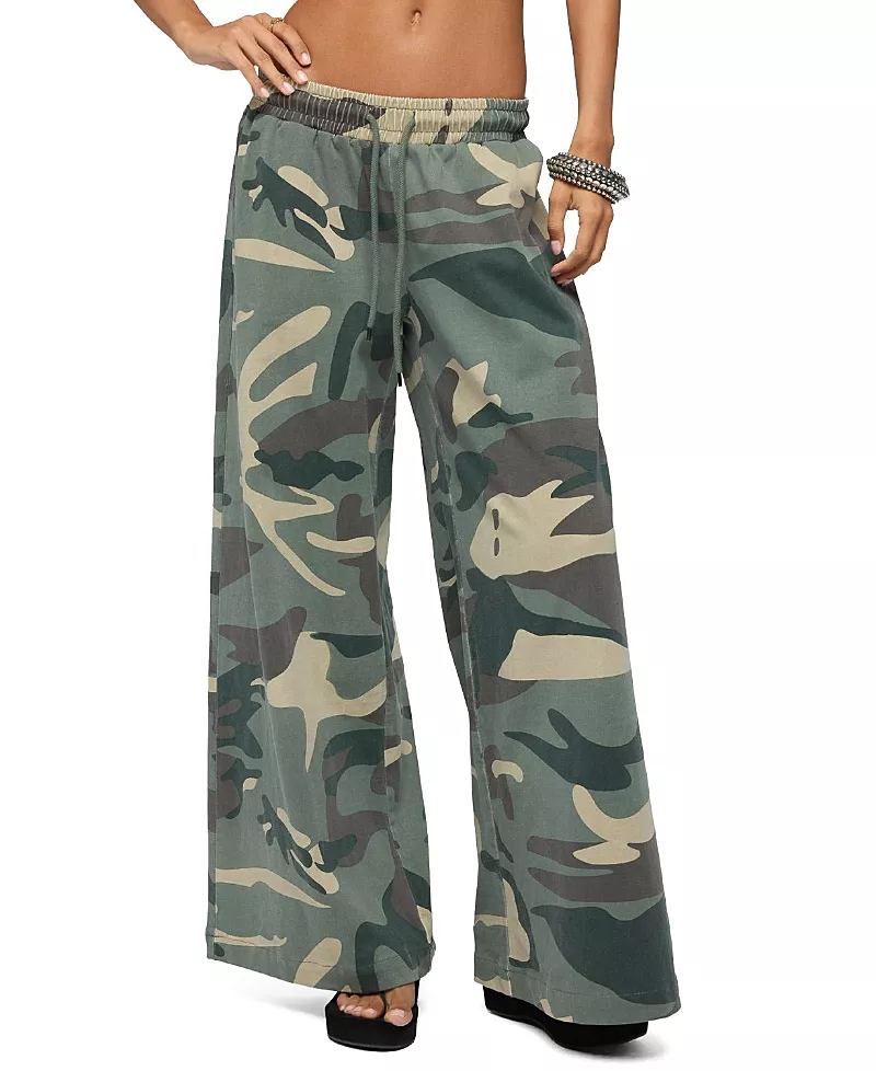Edikted Allen Camo Wide Leg Sweatpants