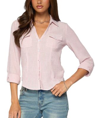 Phobe Striped Button Up Top