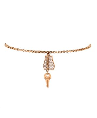 Small Kelly Clochette Chain Bracelet 18K Rose Gold with Pave Diamonds