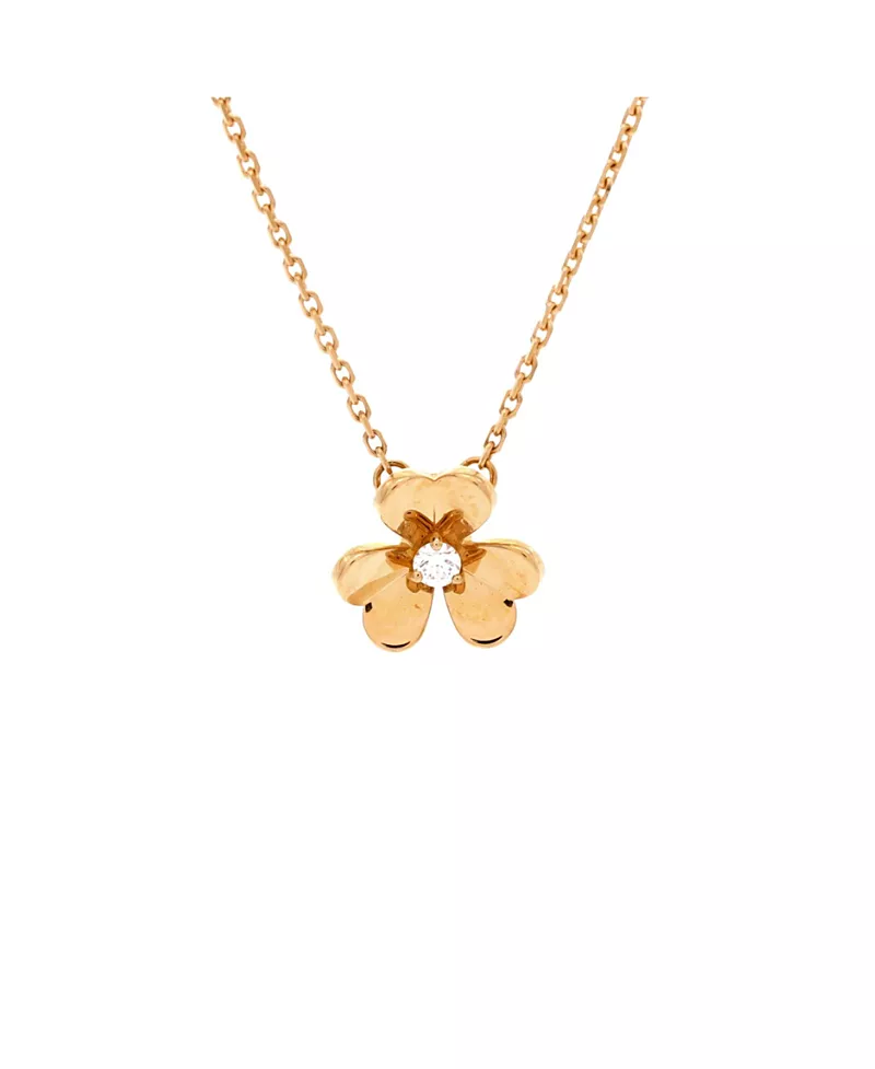 Pre-Owned Van Cleef & Arpels Mini Frivole Pendant Necklace 18K Gold and Diamond, 18