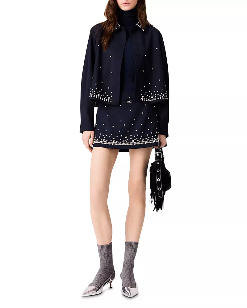 Maje Rhinestone Embroidered Shirt