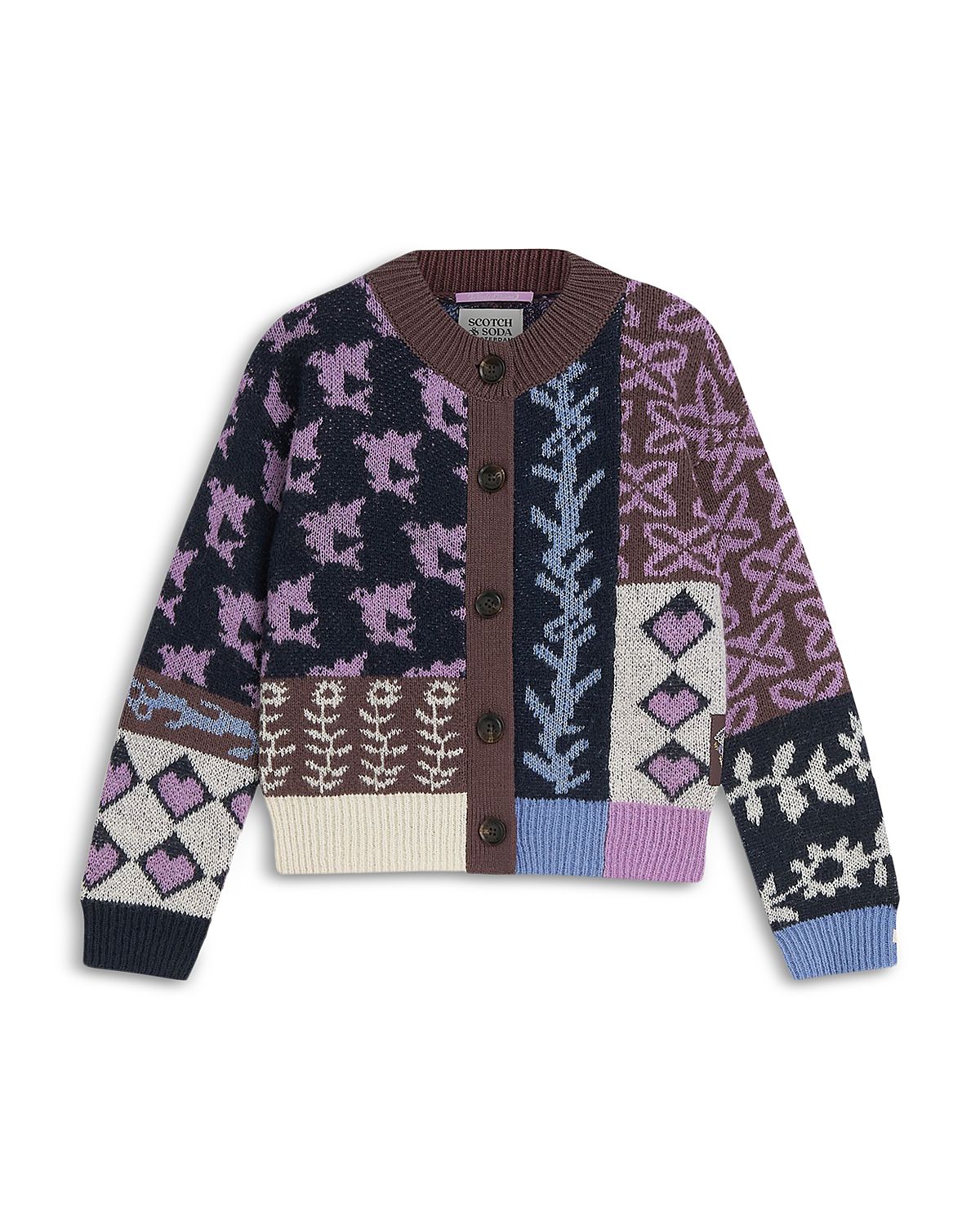 Scotch & Soda Girls' Festive Patchwork Cardigan - Little Kid