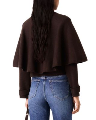 High Neck Cape Layered Cardigan Sweater - thumbnail 3