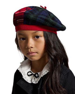 Girls' Patchwork Plaid Cotton & Wool Beret - Big Kid