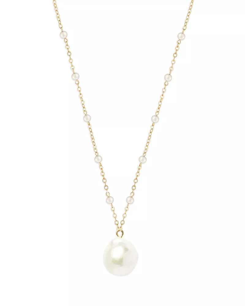 Bloomingdale's Fine Collection Freshwater & Baroque Pearl Drop Necklace in 14K Yellow Gold, 16
