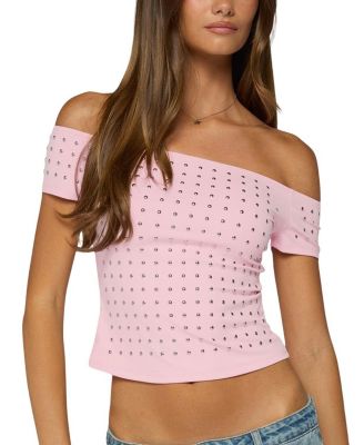  Mack Studded Off Shoulder Top
