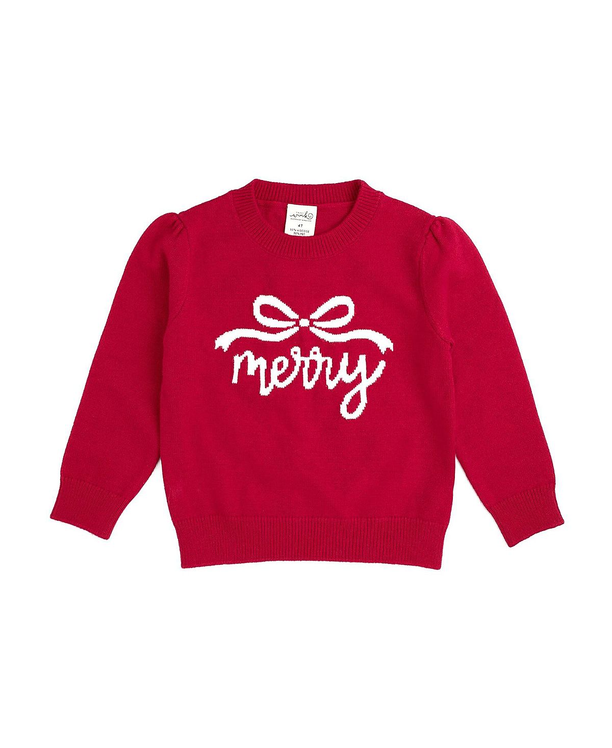 Sweet Wink Girls' Merry Bow Christmas Sweater - Baby, Little Kid