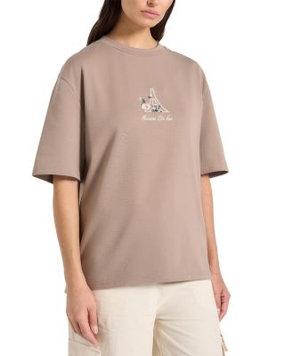 Ts008 Unisex Floral Eiffel Cotton T-shirt