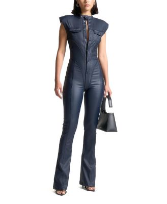 Annette Wax Coated Denim Jumpsuit