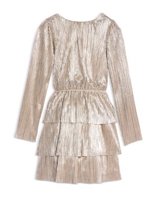 Girls' Long Sleeved Metallic Pliss&eacute; Mini Dress, Little Kid, Big Kid - Exclusive