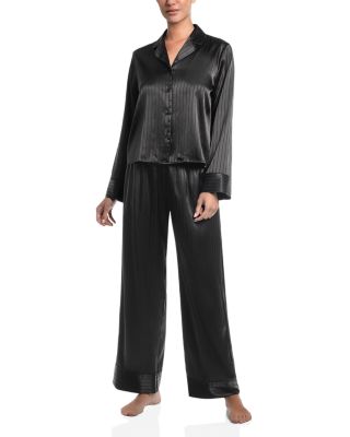 Stretch Satin Long Sleeve Pajama Set