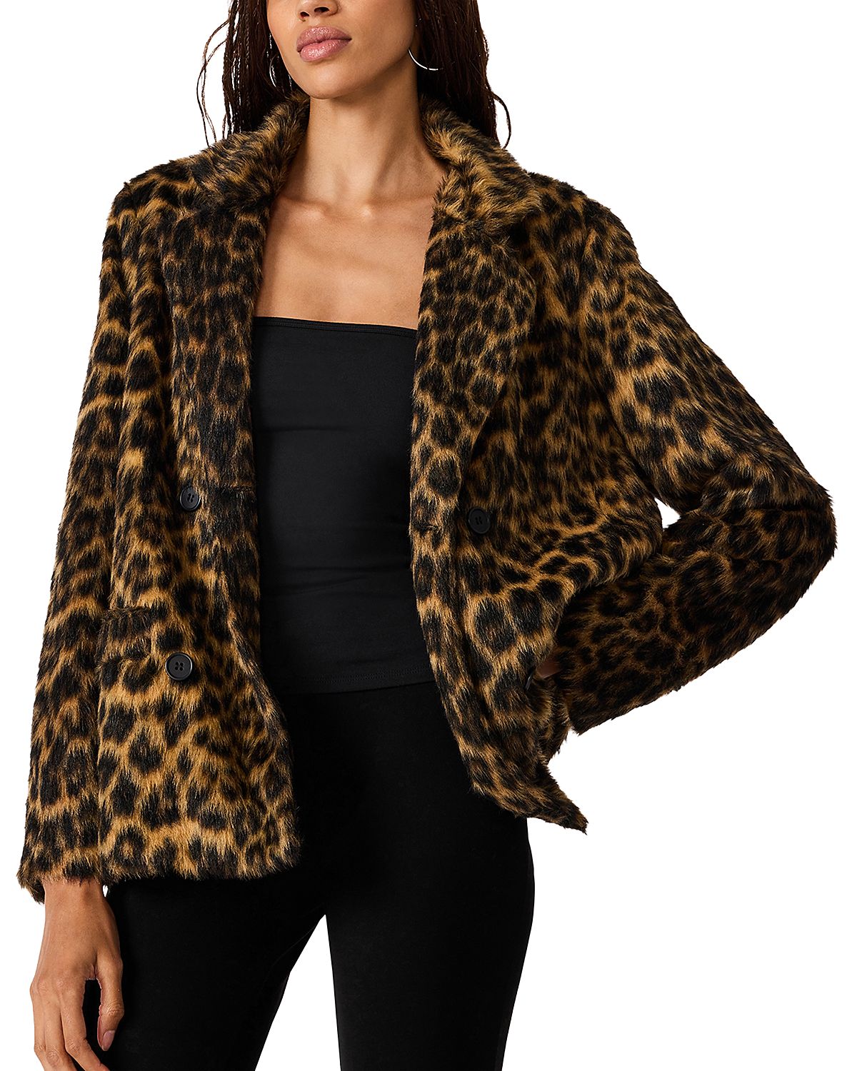 Steve Madden Madley Faux Fur Notch Collar Jacket