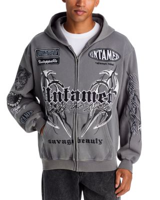 Untamed Cotton Blend Zip Graphic Hoodie