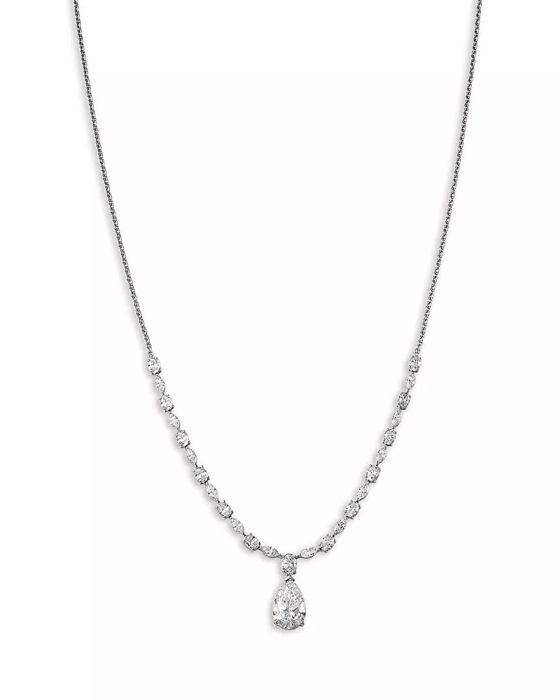 Bloomingdale's Fine Collection Luxe Collection Certified Lab Grown Diamond Mixed Cut Drop Necklace in 14K White Gold, 4.0 tcw