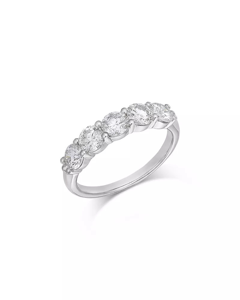 Bloomingdale's Fine Collection Luxe Collection Certified Lab Grown Diamond Five Stone Band in 14K White Gold, 1.50 tcw