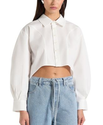 Eleni Cropped Shirt with Balloon Sleeves