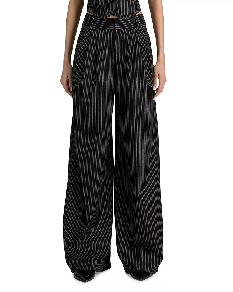 Alice and Olivia Kennedy High Rise Pleated Wide Leg Pants