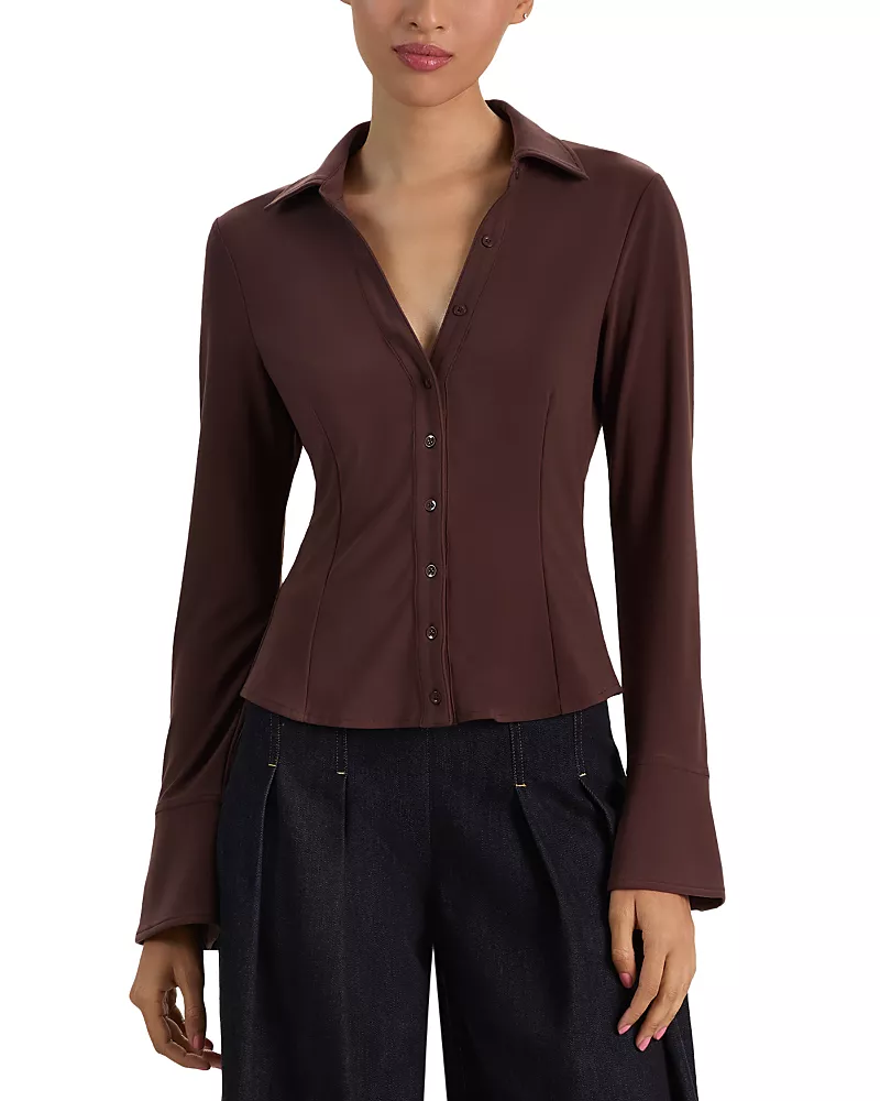 Alice and Olivia Freya Fitted Long Sleeve Shirt
