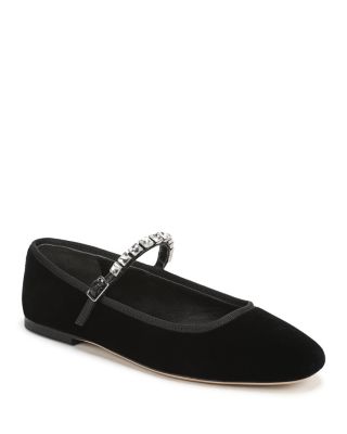 Women's Ellie Crystal & Velvet Mary Jane Flats
