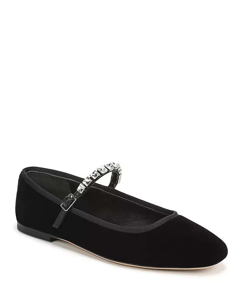 Veronica Beard Women's Ellie Crystal & Velvet Mary Jane Flats
